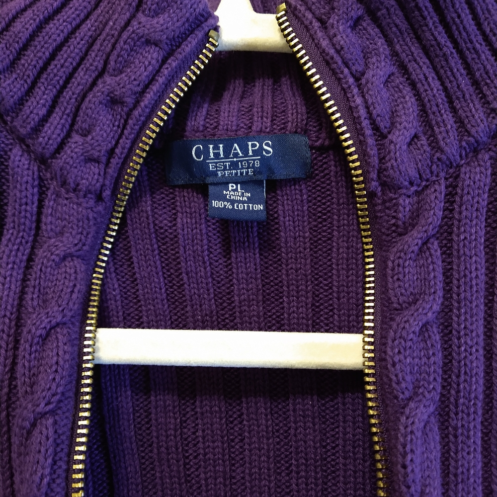 Chaps Purple Cable Knit Cardigan